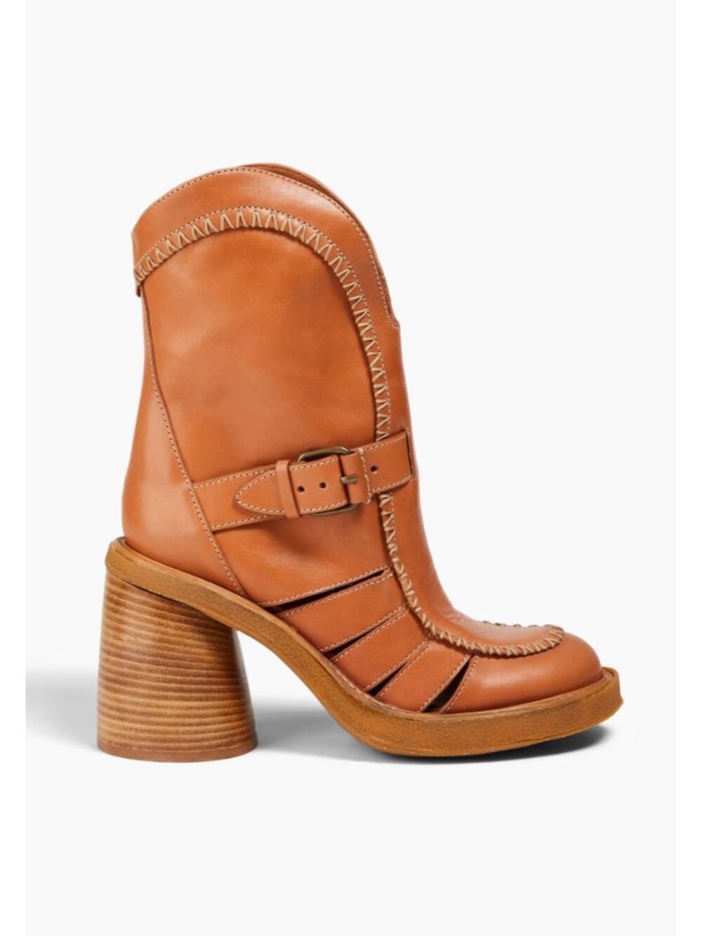 ZIMMERMANN Whipstitched leather ankle boots Cognac 41